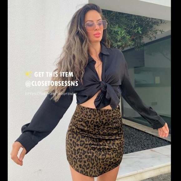 Zara mini leopard print cheetah mini satin skirt - Picture 6 of 9